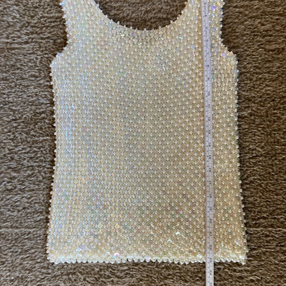 Vintage Pearl & Sequin Hand Beaded Wool Shell Tank Hong Kong WPL 3526 50’s/60's - Picture 14 of 15